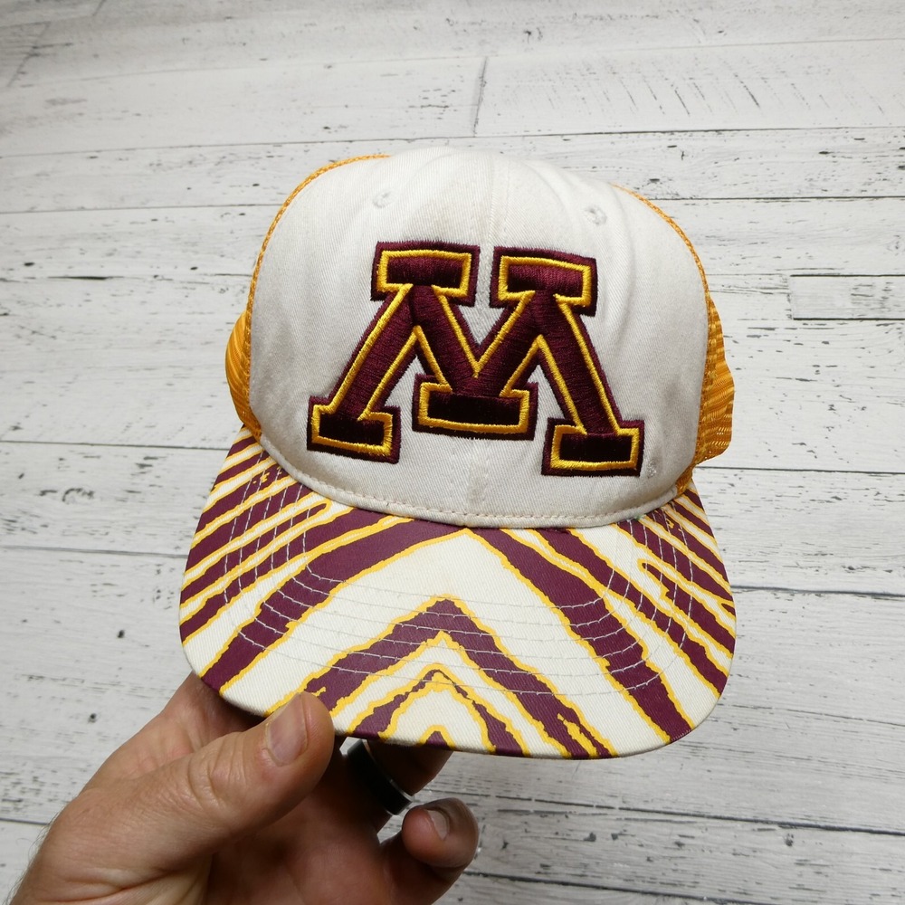 Minnesota Gophers Hat Zebra Stripe Top of the World Snap Mesh Back NCAA College